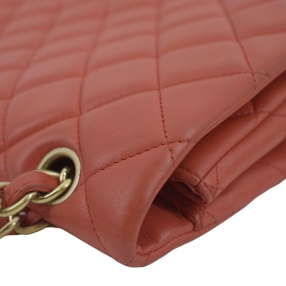 CHANEL Classic Maxi Single Flap Quilted Leather Shoulder Bag Red - Picture 6 of 14